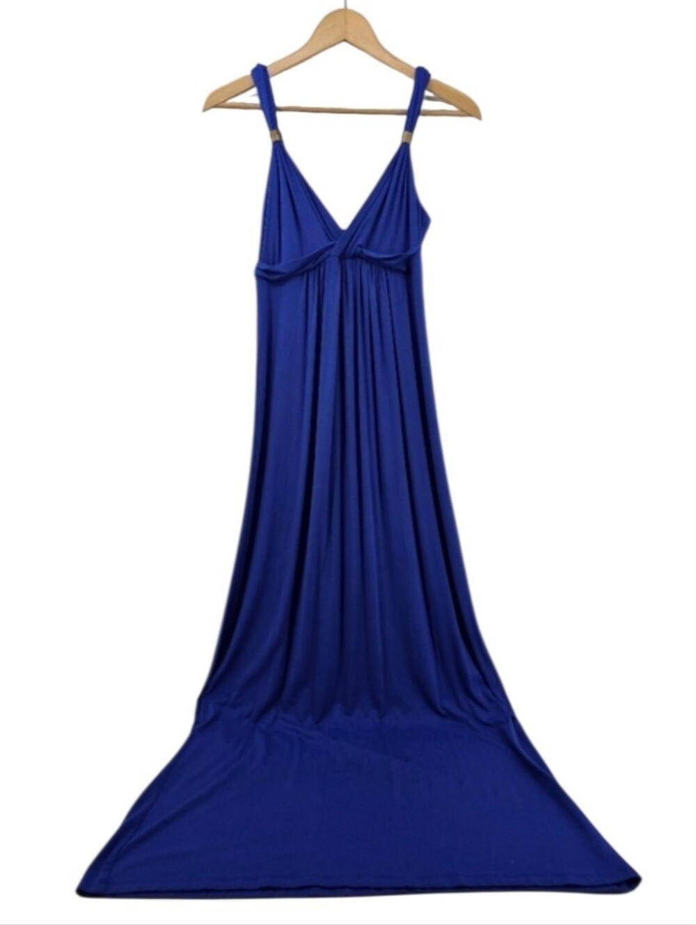 New York & Company Stretch Royal Blue Maxi Dress Comfy Flowy Soft Cotton